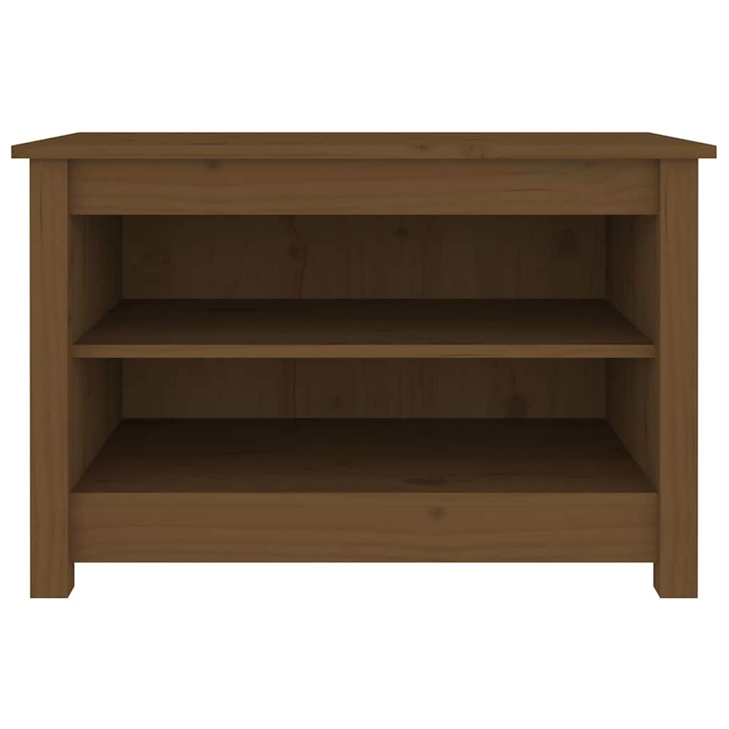Mézbarna tömör fenyőfa cipőtároló pad 70x38x45,5 cm 3