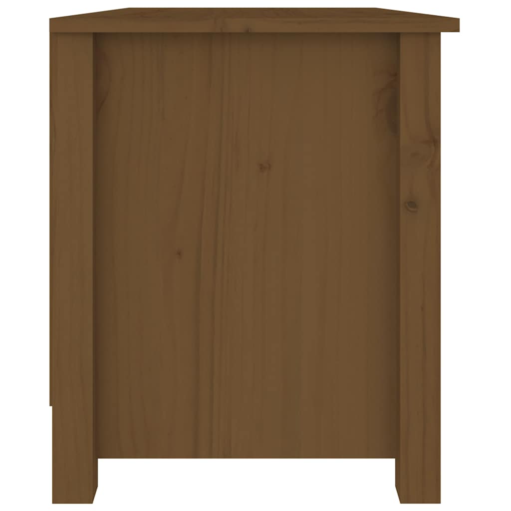 Mézbarna tömör fenyőfa cipőtároló pad 70x38x45,5 cm 4