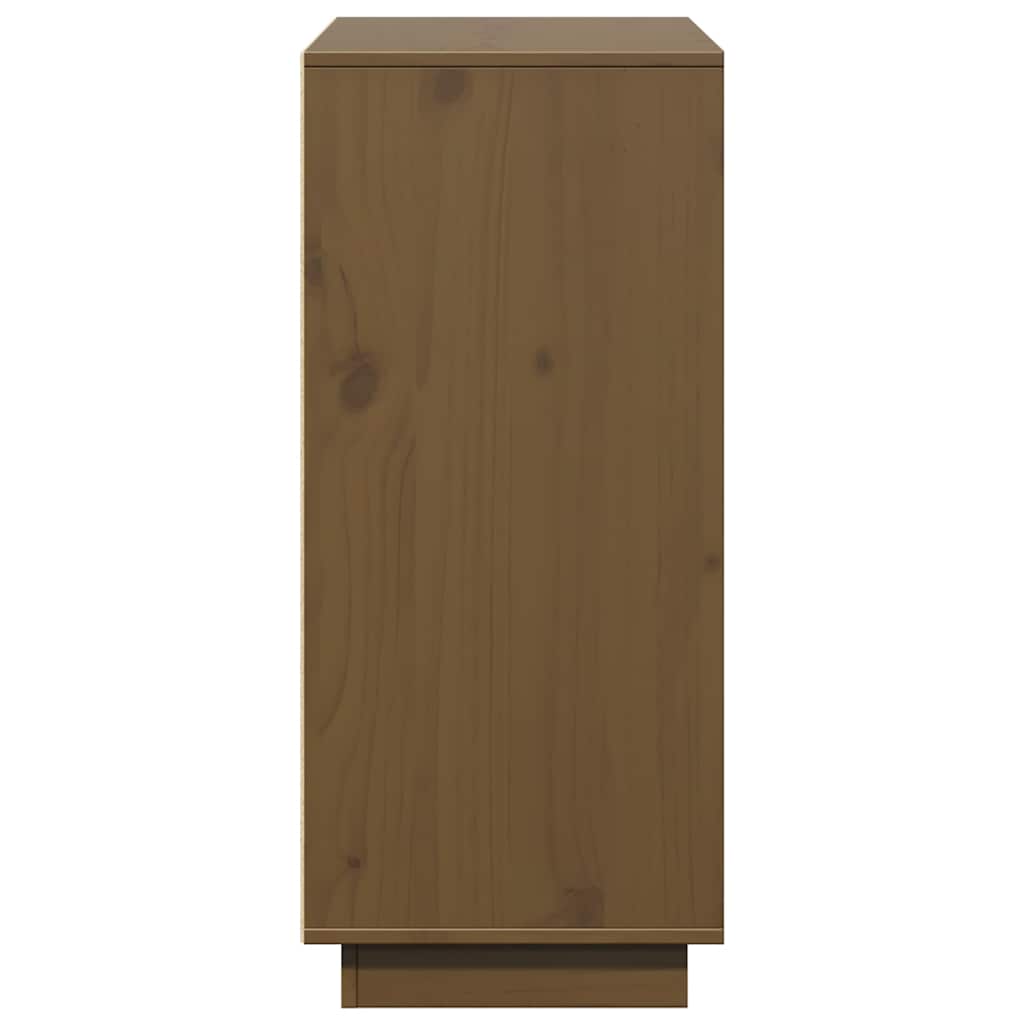 Mézbarna tömör fenyőfa tálalószekrény 110,5x35x80 cm 8
