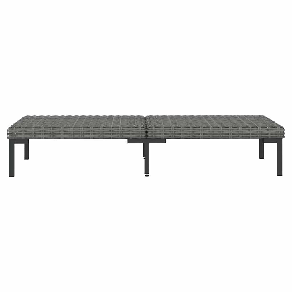7 részes sötétszürke polyrattan kerti bútorszett párnákkal 8