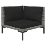 9 részes sötétszürke polyrattan kerti bútorszett párnákkal 3