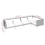 5 részes sötétszürke polyrattan kerti ülőgarnitúra párnákkal 7