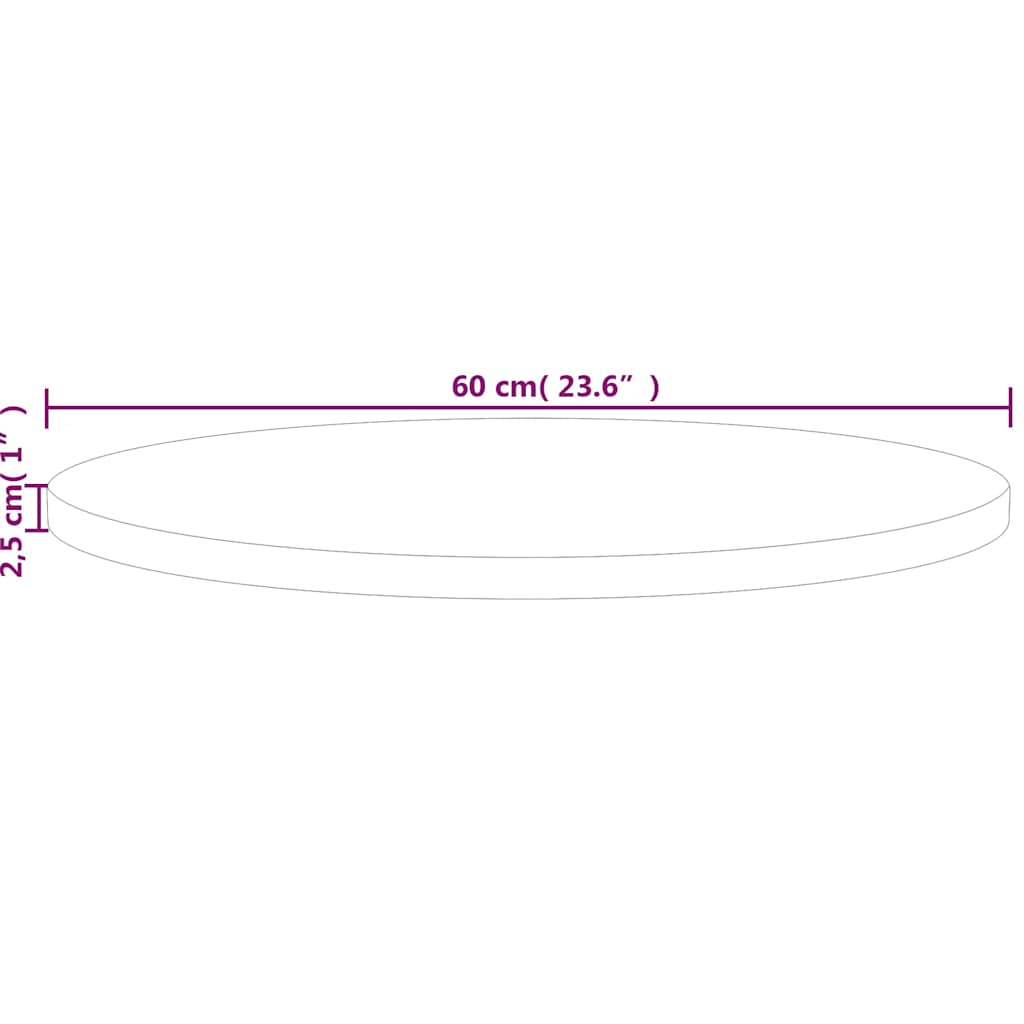 Kerek kezeletlen tömör tölgyfa asztallap Ø60 x 2,5 cm 4