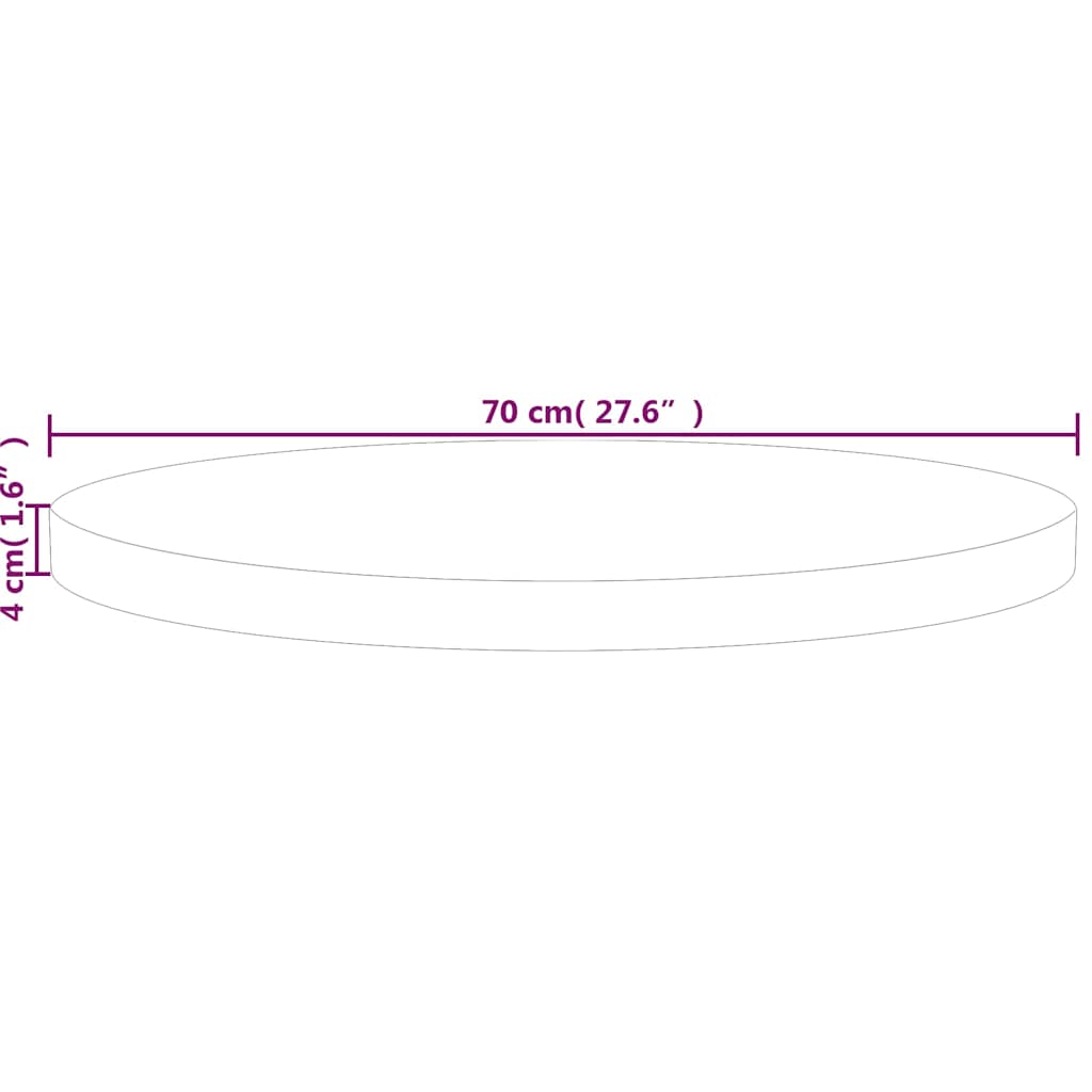 Kerek kezeletlen tömör tölgyfa asztallap Ø70 x 4 cm 4