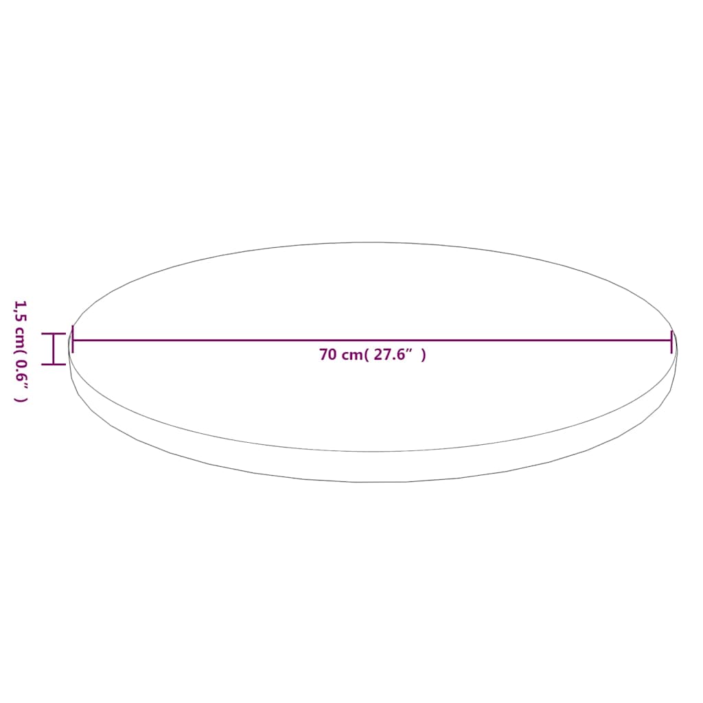 Világosbarna kezelt tömör tölgyfa kerek asztallap Ø70x1,5 cm 4