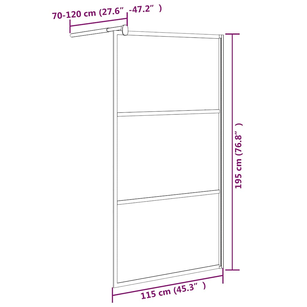 Fekete selyemmatt ESG üveg zuhanyfal 115x195 cm 7