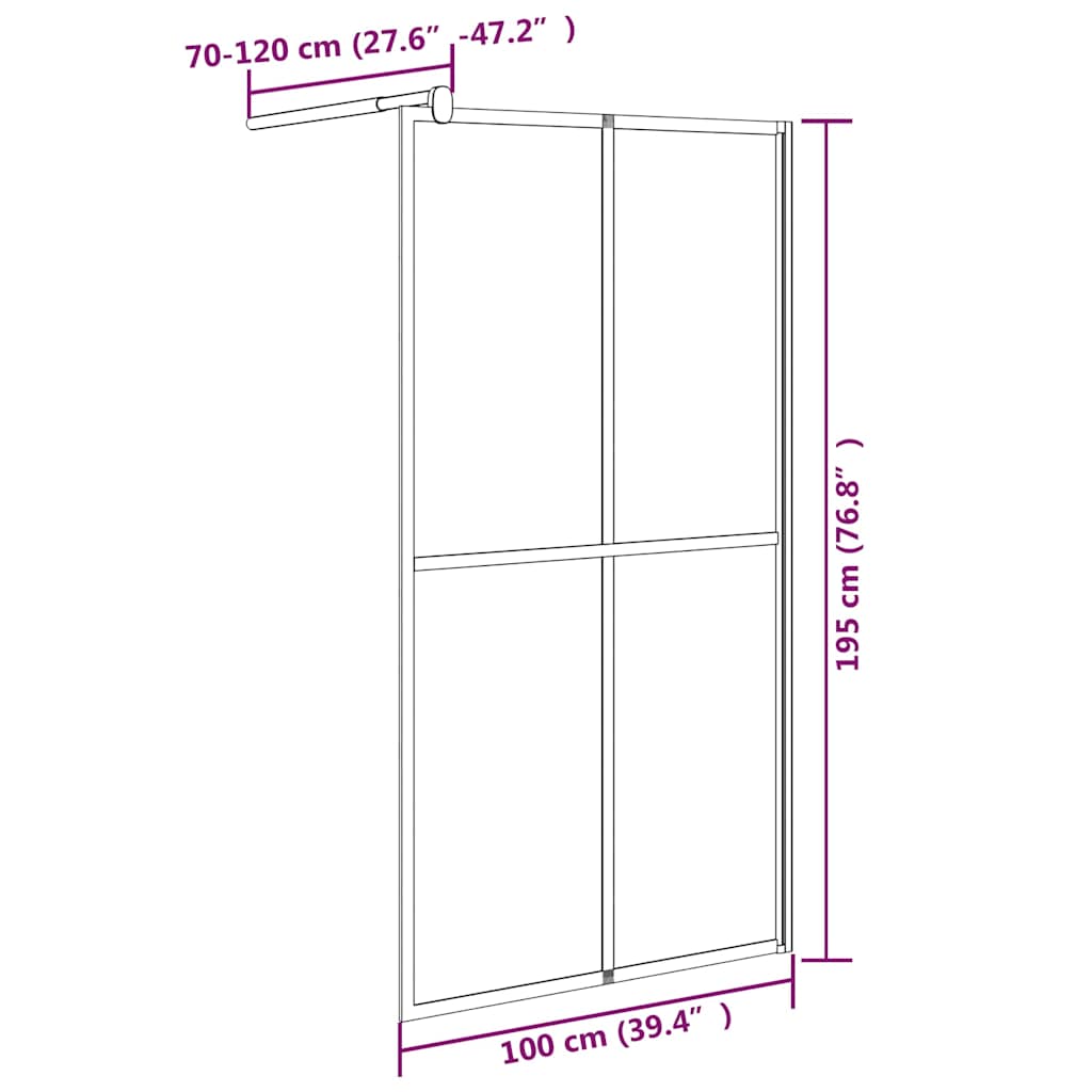 Sötét edzett üveg zuhanyfal küszöb nélküli zuhanyhoz 100x195cm 7
