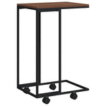 Fekete szerelt fa kisasztal kerekekkel 40 x 30 x 63,5 cm 2