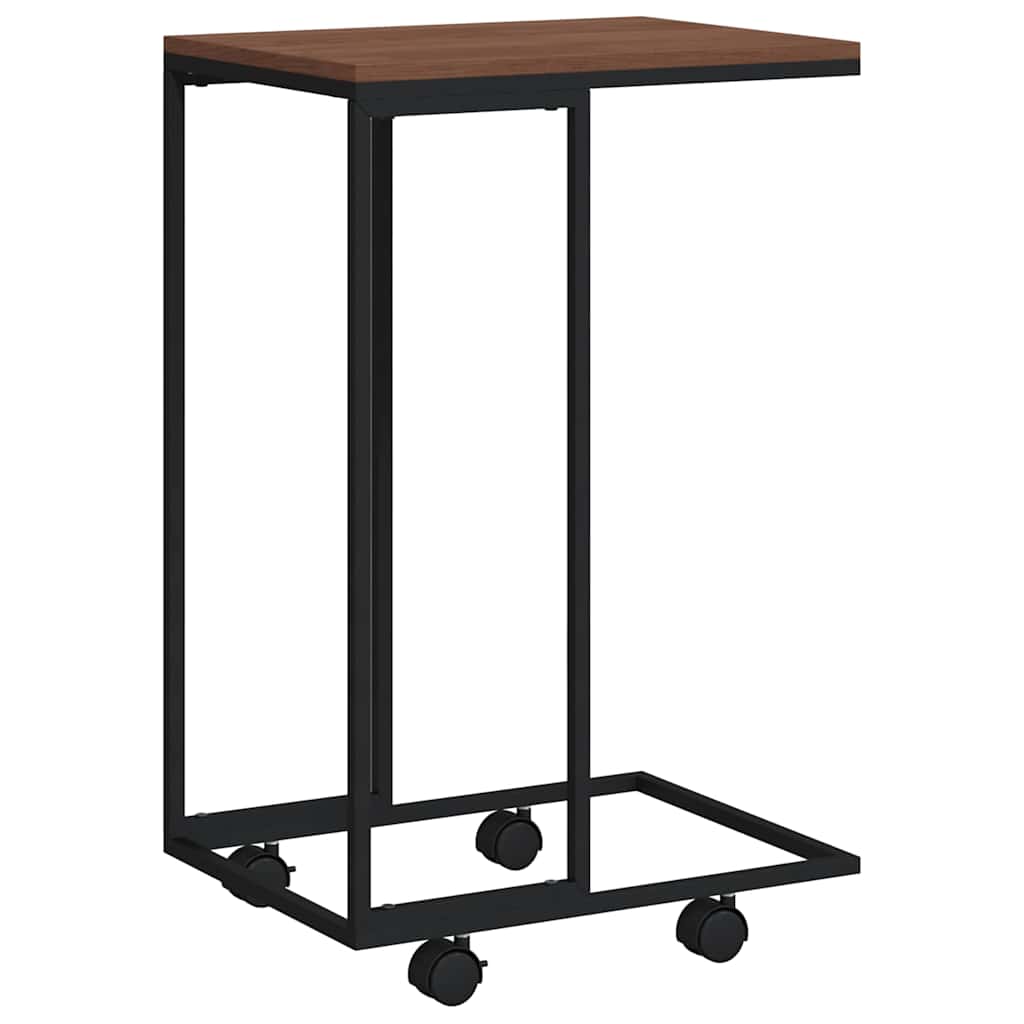 Fekete szerelt fa kisasztal kerekekkel 40 x 30 x 63,5 cm 2