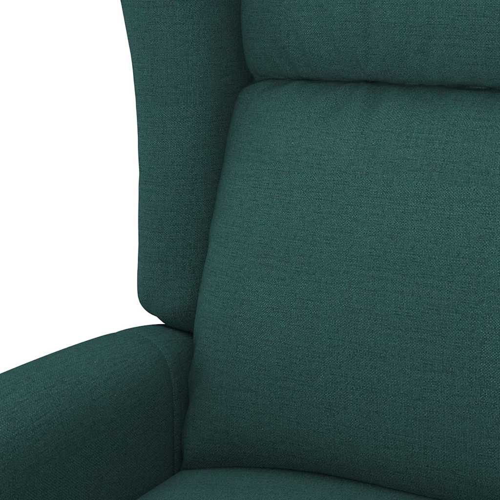 Sötétzöld szövet magas háttámlájú elektromos dönthető fotel 8