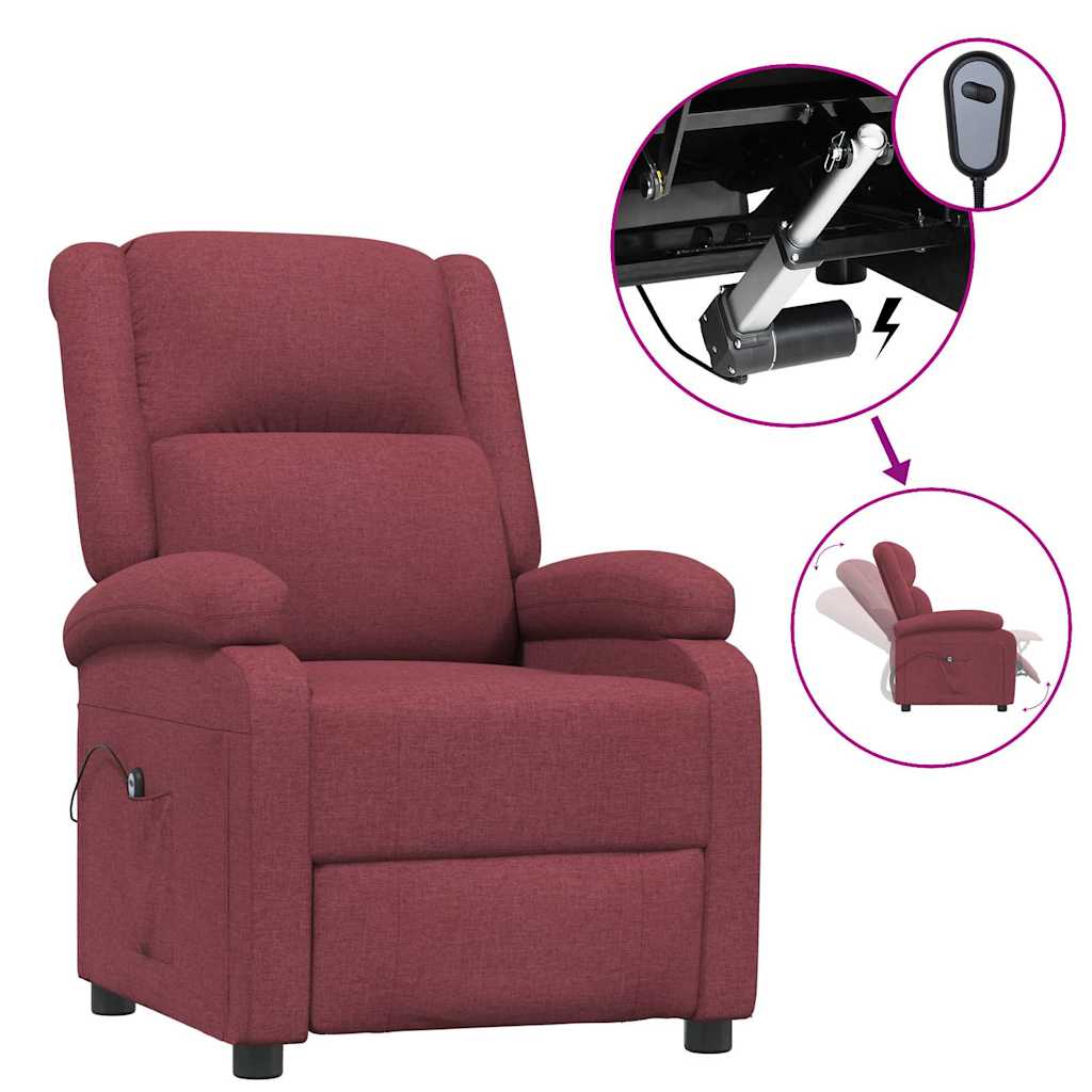 Bordó szövet elektromos dönthető fotel 2
