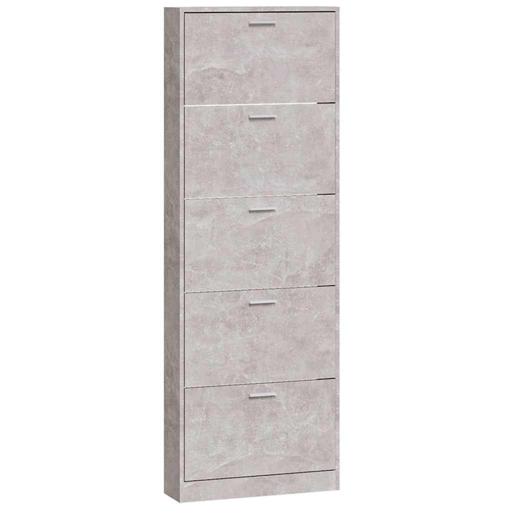 Betonszürke szerelt fa cipőszekrény 59 x 17 x 169 cm 2