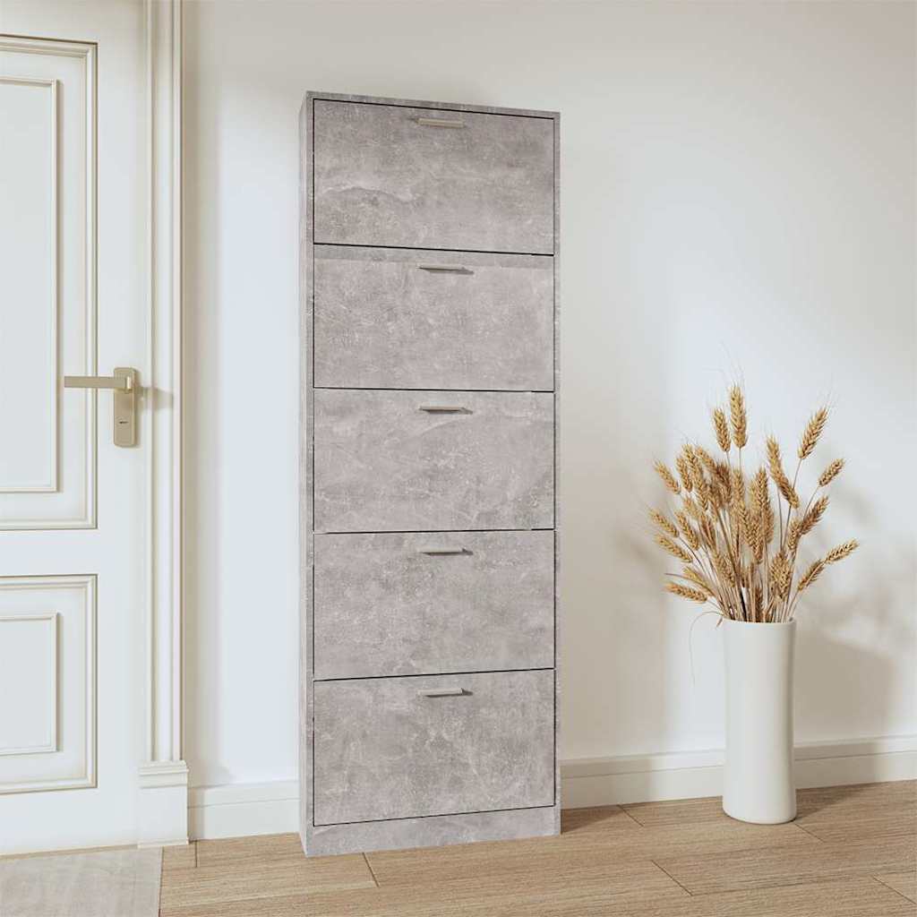 Betonszürke szerelt fa cipőszekrény 59 x 17 x 169 cm 3