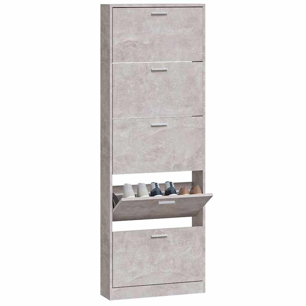 Betonszürke szerelt fa cipőszekrény 59 x 17 x 169 cm 4