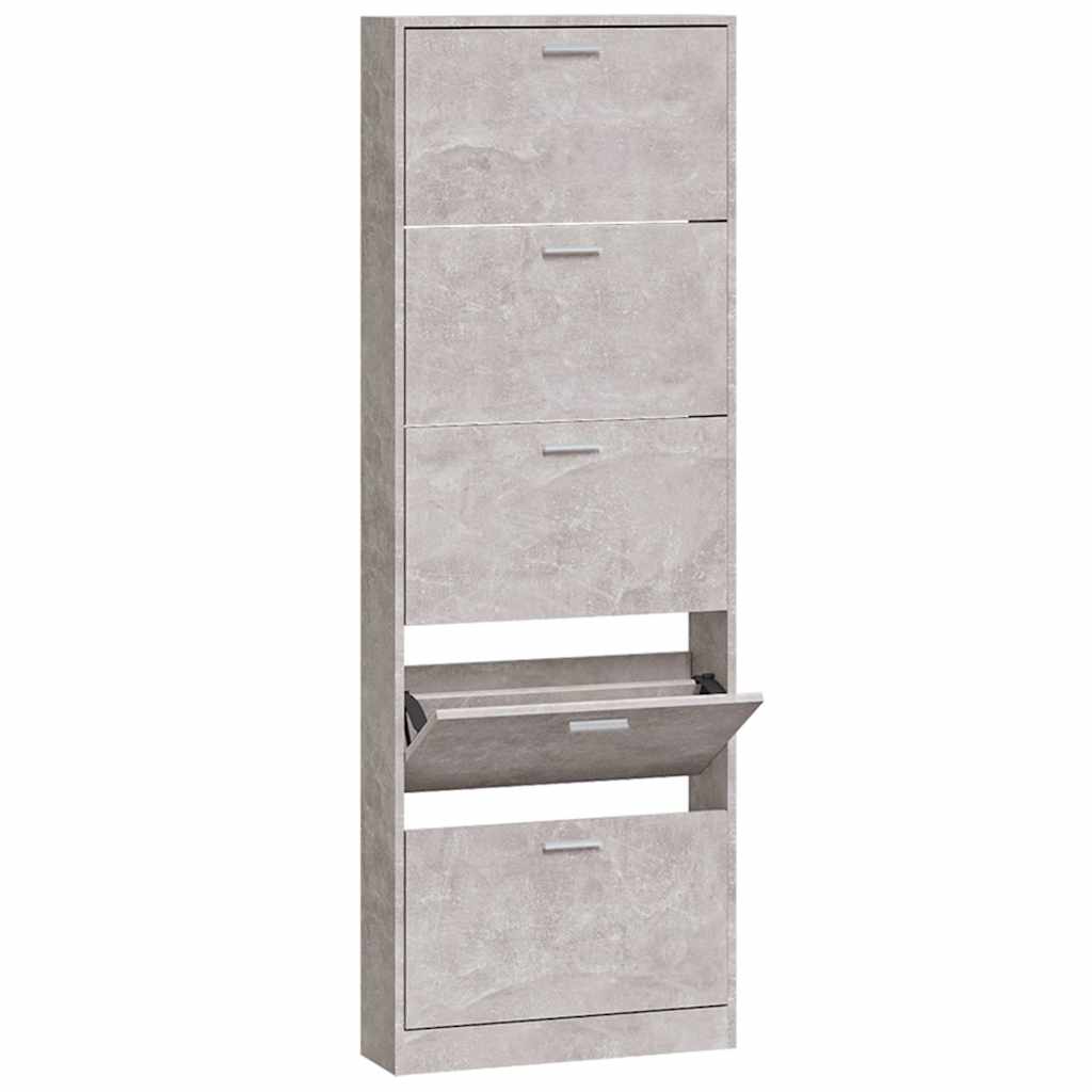 Betonszürke szerelt fa cipőszekrény 59 x 17 x 169 cm 5