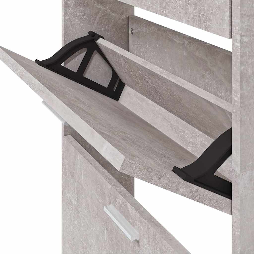 Betonszürke szerelt fa cipőszekrény 59 x 17 x 169 cm 8