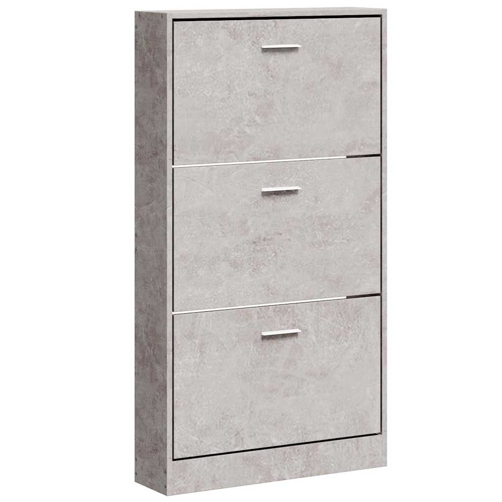 Betonszürke szerelt fa cipőszekrény 59x17x108 cm 2