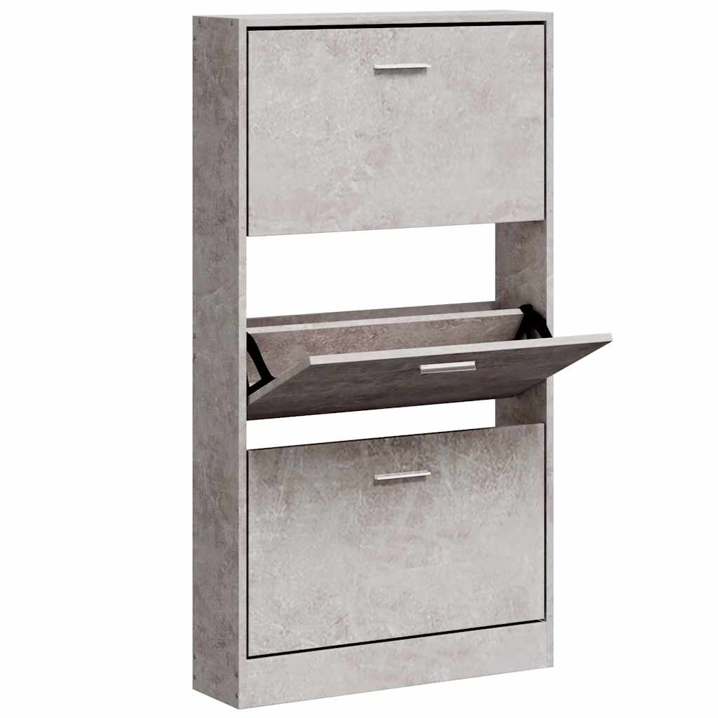 Betonszürke szerelt fa cipőszekrény 59x17x108 cm 3