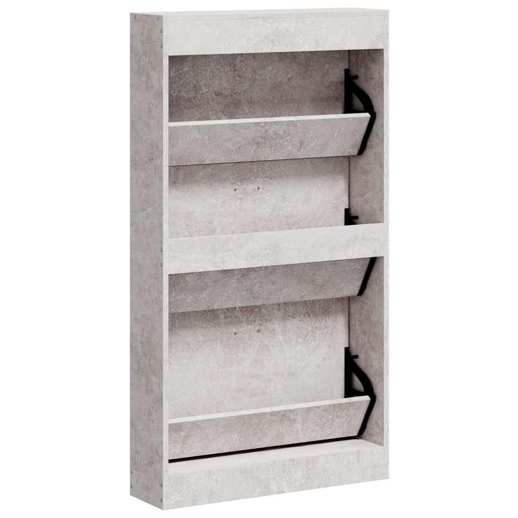 Betonszürke szerelt fa cipőszekrény 59x17x108 cm 6