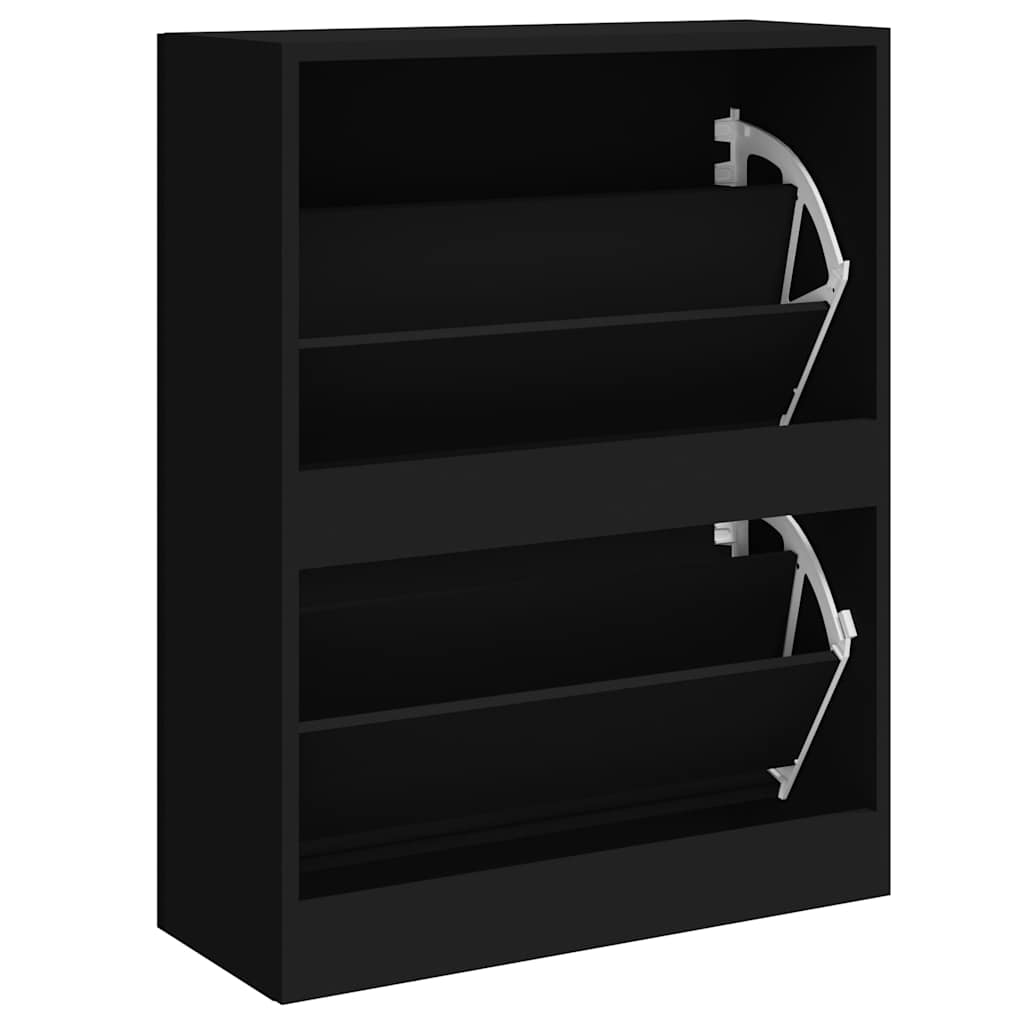 Fekete szerelt fa cipősszekrény 63x24x81 cm 6