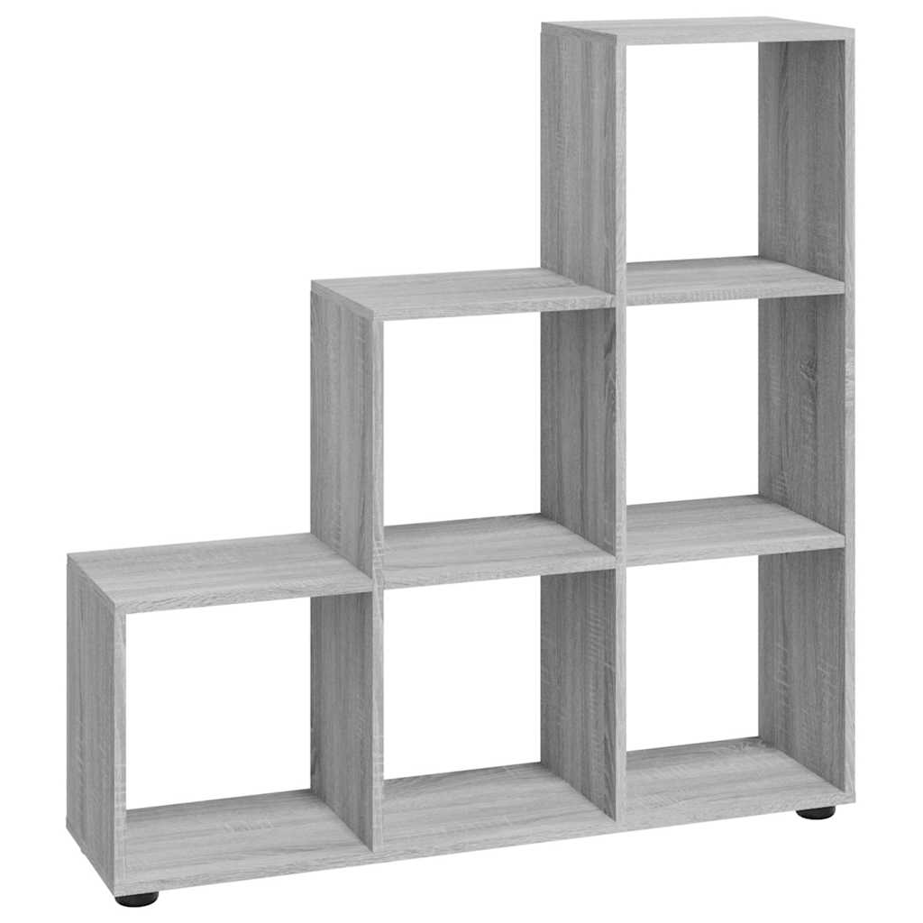 Szürke sonoma színű szerelt fa lépcsős könyvespolc 107 cm 2