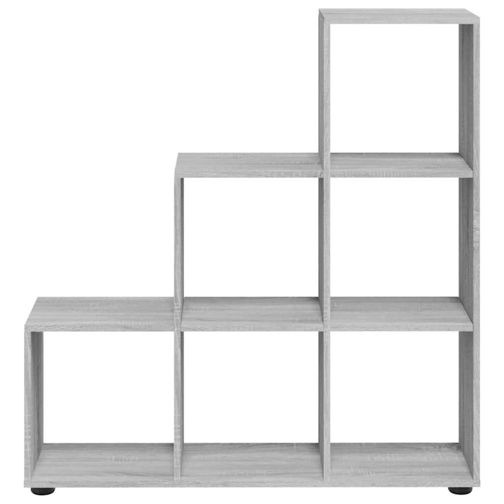 Szürke sonoma színű szerelt fa lépcsős könyvespolc 107 cm 4