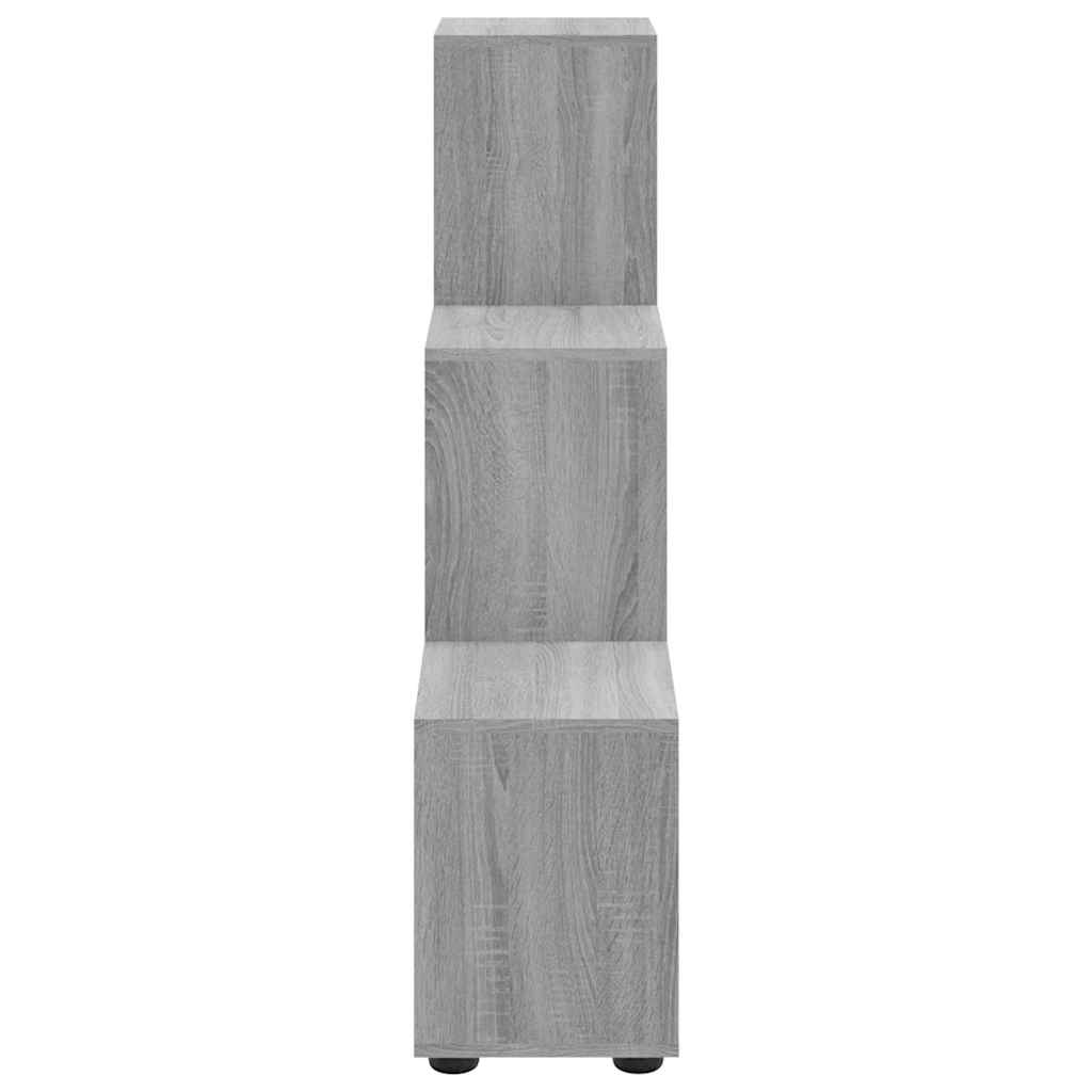 Szürke sonoma színű szerelt fa lépcsős könyvespolc 107 cm 5