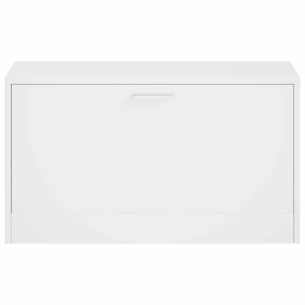 Magasfényű fehér cipőpad 80 x 24 x 45 cm rétegelt fa 4