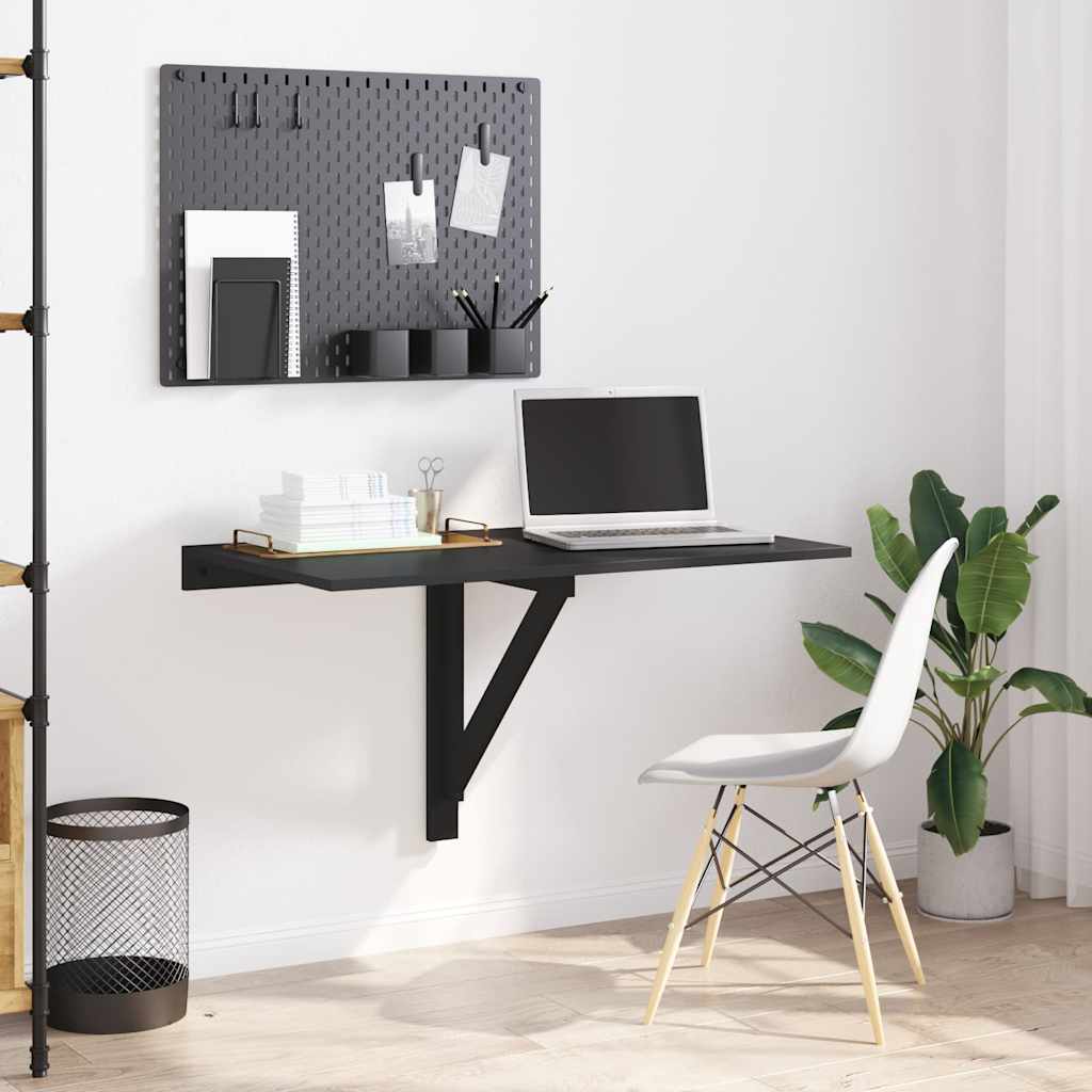 Fekete szerelt fa összecsukható fali asztal 100x60x56 cm 3