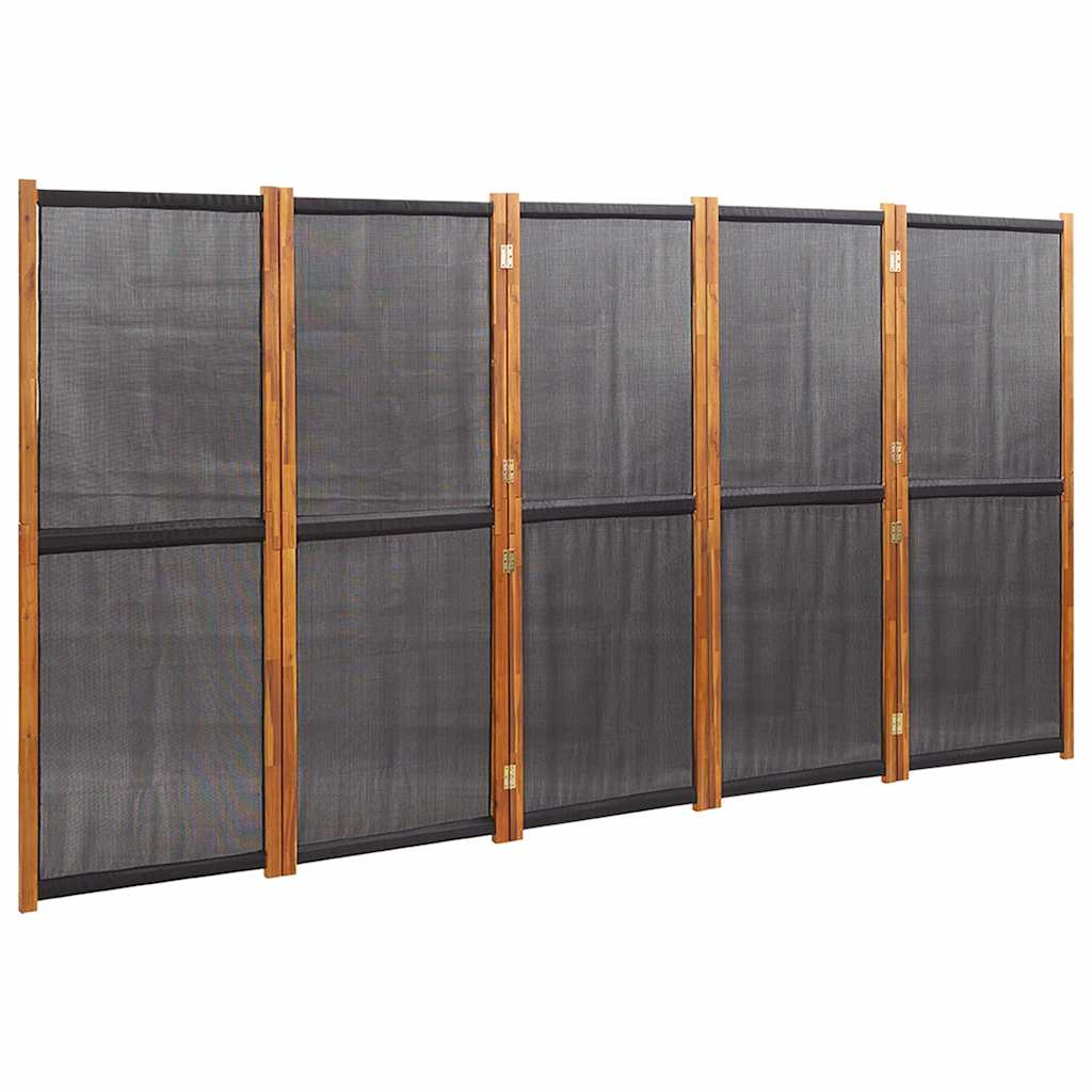 Fekete 5 paneles térelválasztó 350x180 cm 2