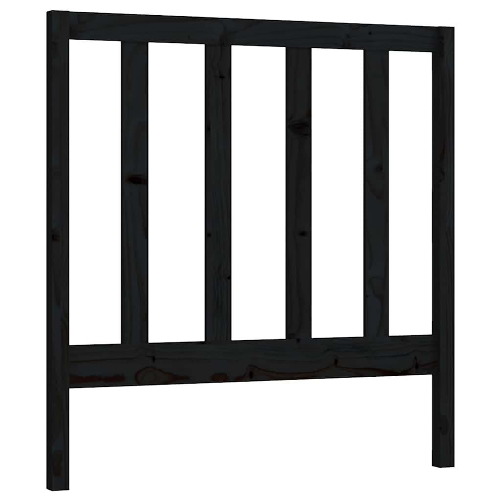 Fekete tömör fenyőfa ágyfejtámla 96 x 4 x 100 cm 2