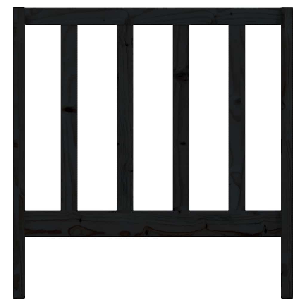 Fekete tömör fenyőfa ágyfejtámla 96 x 4 x 100 cm 4