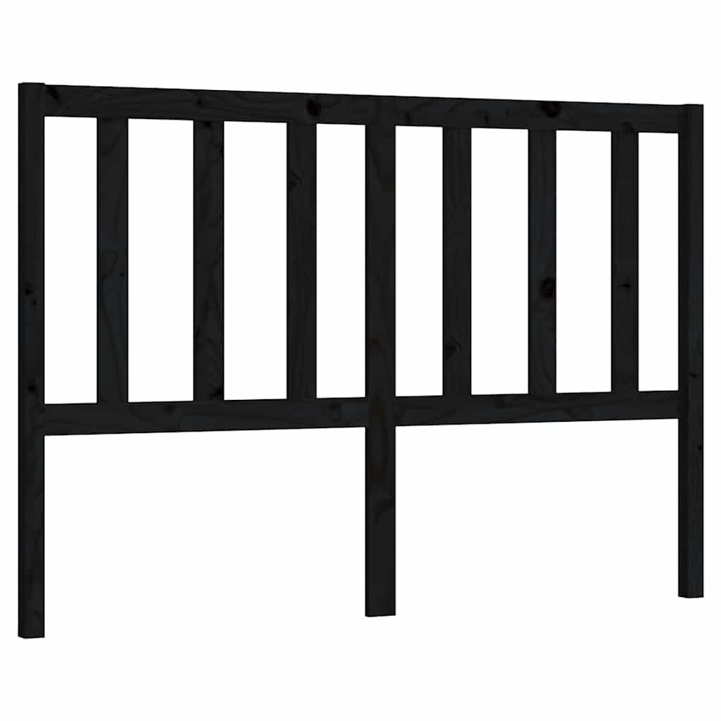 Fekete tömör fenyőfa ágyfejtámla 146 x 4 x 100 cm 2
