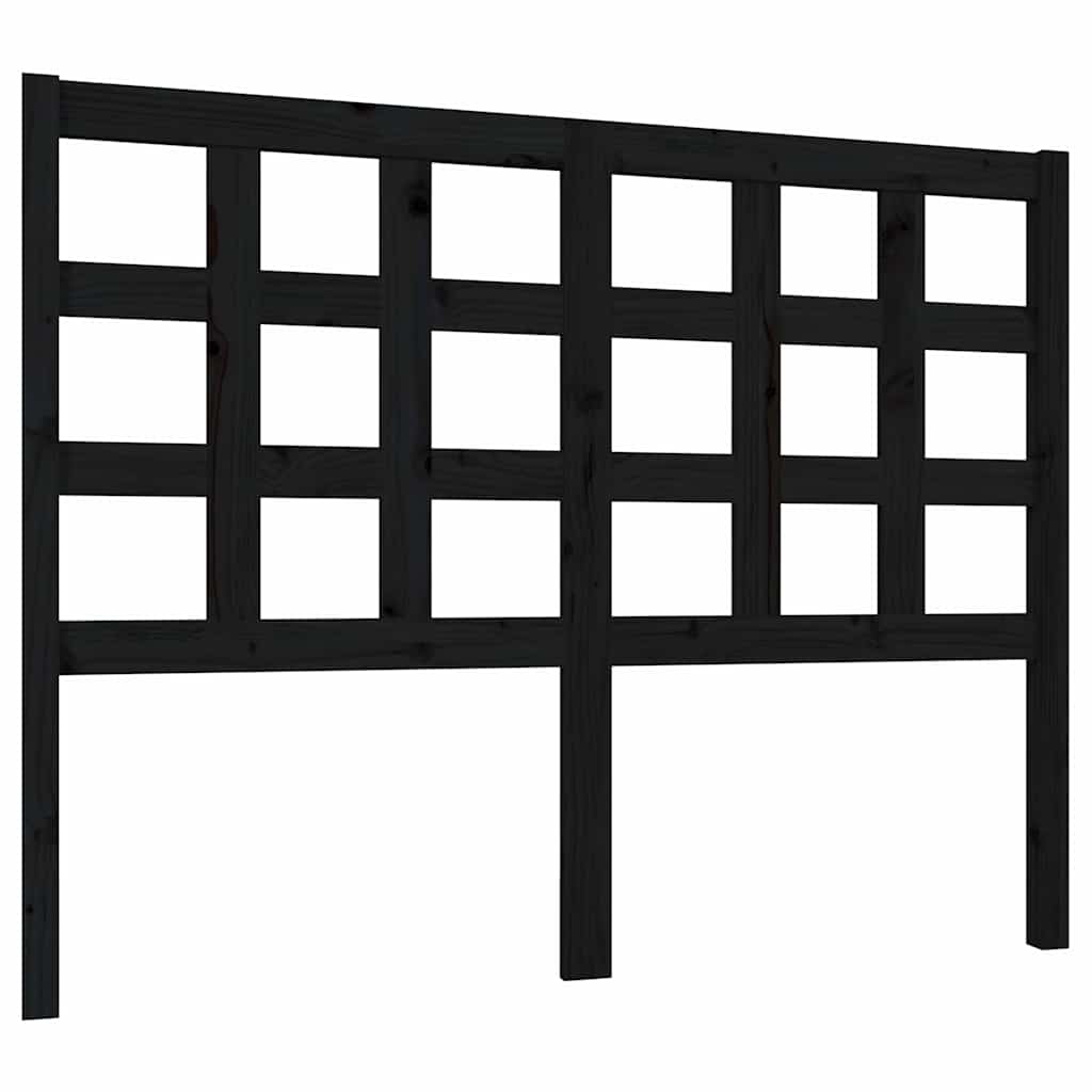 Fekete tömör fenyőfa ágyfejtámla 125,5 x 4 x 100 cm 2