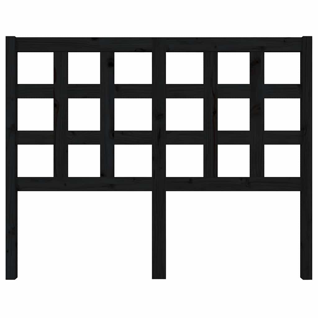 Fekete tömör fenyőfa ágyfejtámla 125,5 x 4 x 100 cm 3