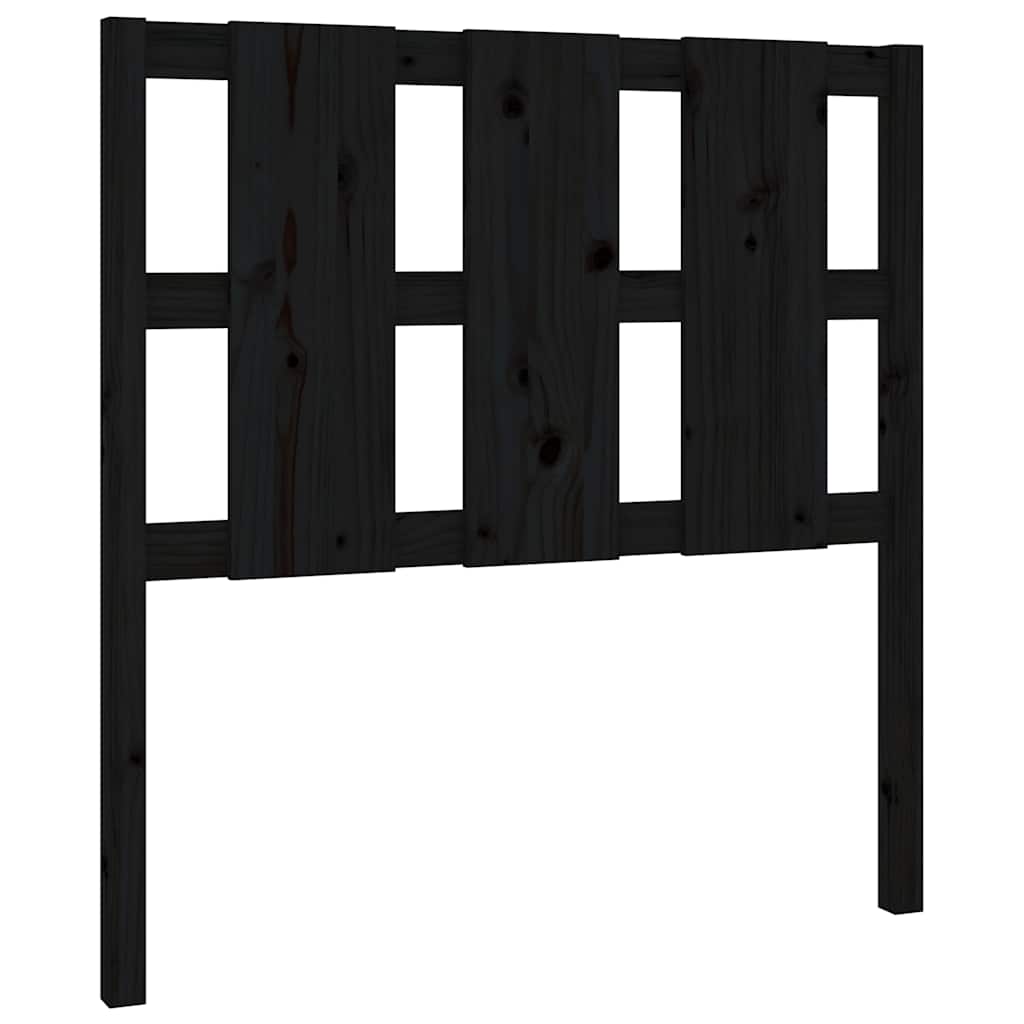 Fekete tömör fenyőfa ágyfejtámla 105,5 x 4 x 100 cm 2