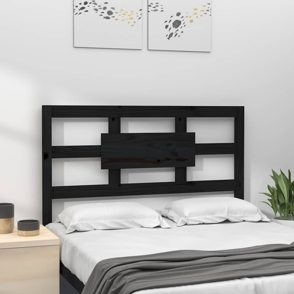 Fekete tömör fenyőfa ágyfejtámla 95,5 x 4 x 100 cm 3