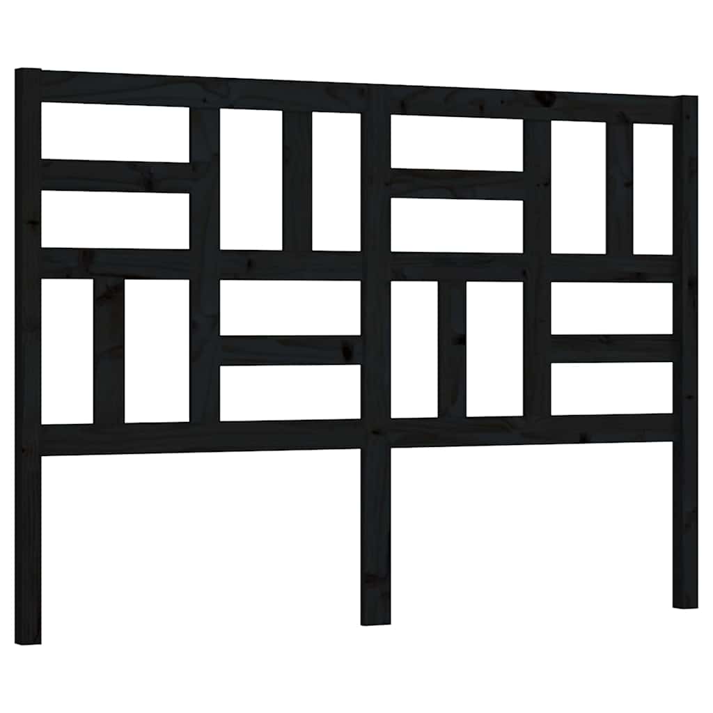 Fekete tömör fenyőfa ágyfejtámla 126x4x104 cm 2