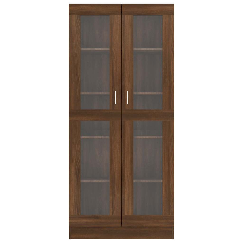 Barna tölgyszínű szerelt fa vitrinszekrény 82,5x30,5x185 cm 4