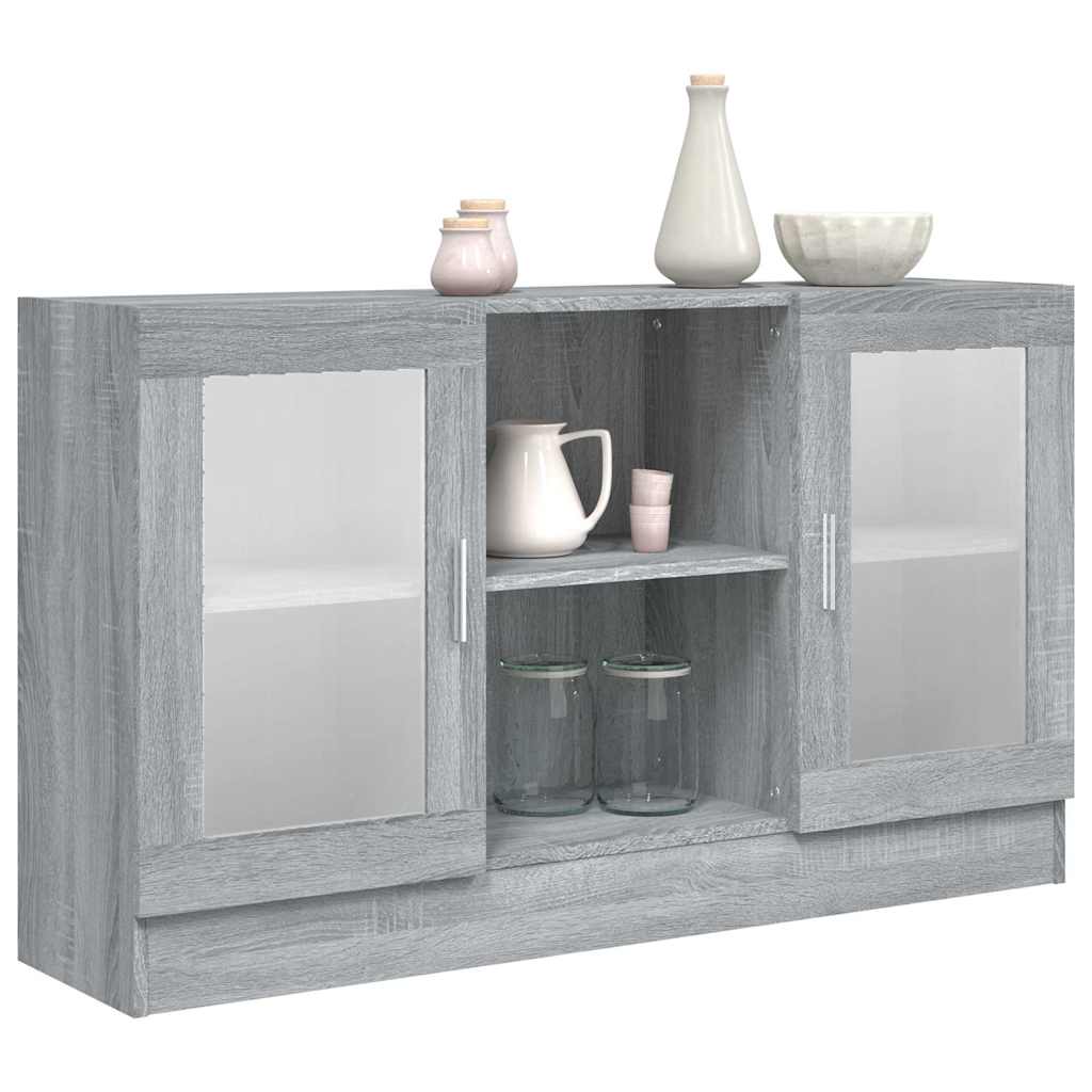 Szürke sonoma színű szerelt fa vitrinszekrény 120x30,5x70 cm 7