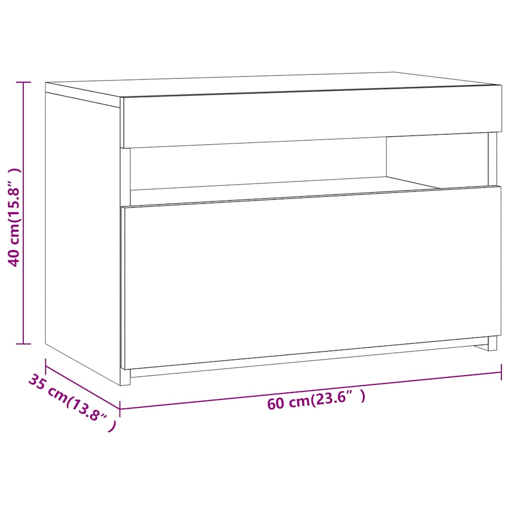 Szürke sonoma színű TV-szekrény LED-ekkel 60 x 35 x 40 cm 11