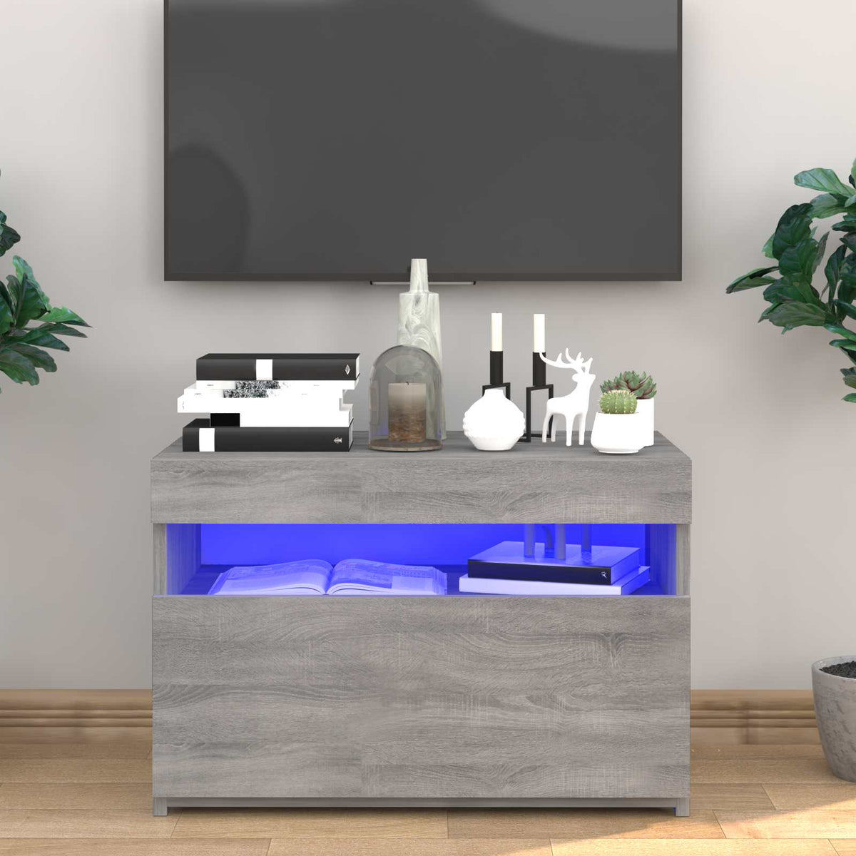 Szürke sonoma színű TV-szekrény LED-ekkel 60 x 35 x 40 cm 2