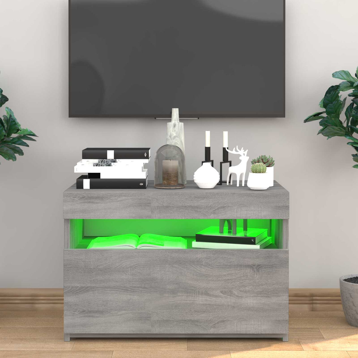 Szürke sonoma színű TV-szekrény LED-ekkel 60 x 35 x 40 cm 3