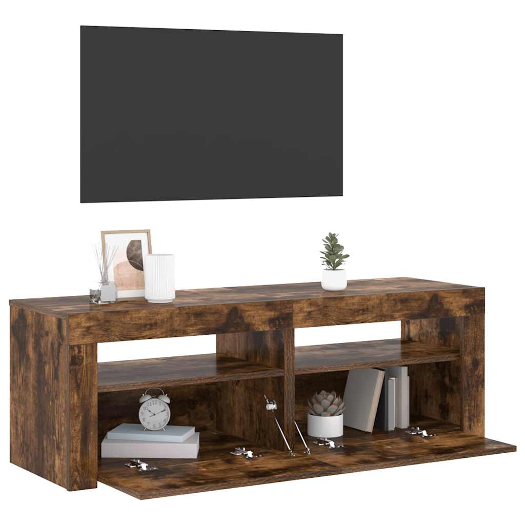 Füstös tölgy színű TV-szekrény LED-ekkel 120 x 35 x 40 cm 4