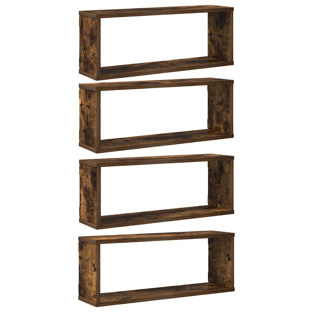 4 db füstös tölgy színű szerelt fa fali kockapolc 60x15x23 cm 2