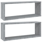 2 db szürke sonoma színű szerelt fa fali kockapolc 60x15x23 cm 2