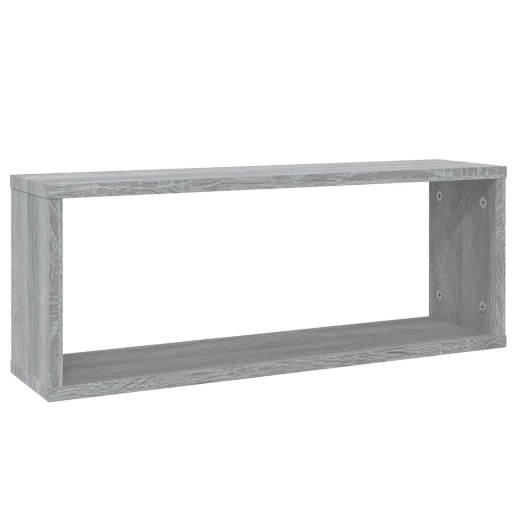 2 db szürke sonoma színű szerelt fa fali kockapolc 60x15x23 cm 3
