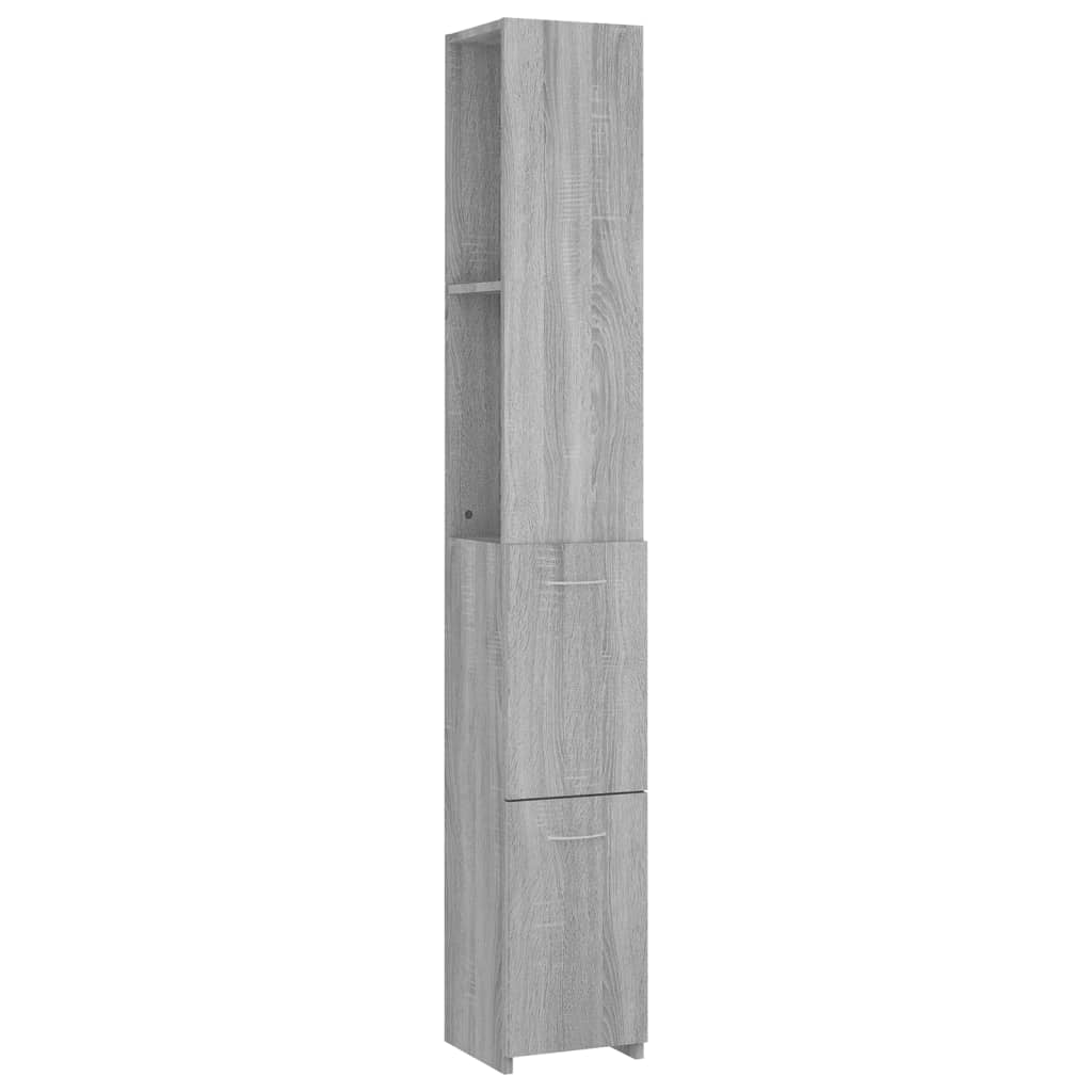 Szürke sonoma színű szerelt fa fürdőszobaszekrény 25x26,5x170cm 2