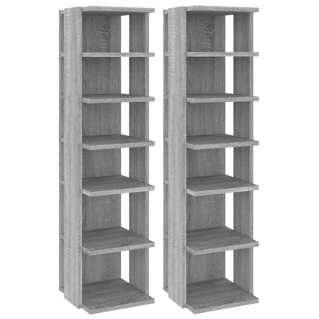 2 db szürke sonoma színű szerelt fa cipőtartó 27,5x27x102 cm 2