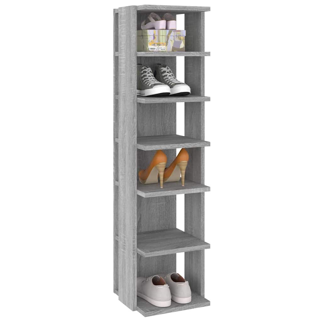 2 db szürke sonoma színű szerelt fa cipőtartó 27,5x27x102 cm 6